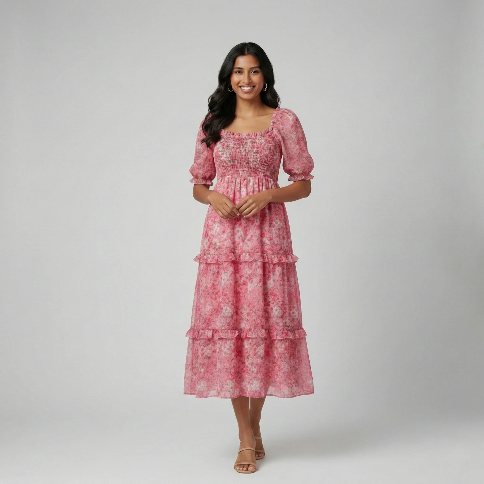 Female model posing in a studio